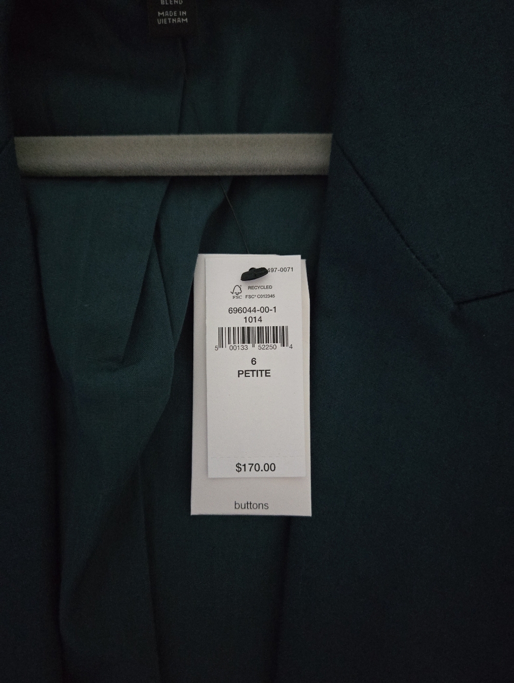 Banana Republic Blazer 6 Petite Linen Blend Teal Blue Green Blazer Career - Picture 4 of 7